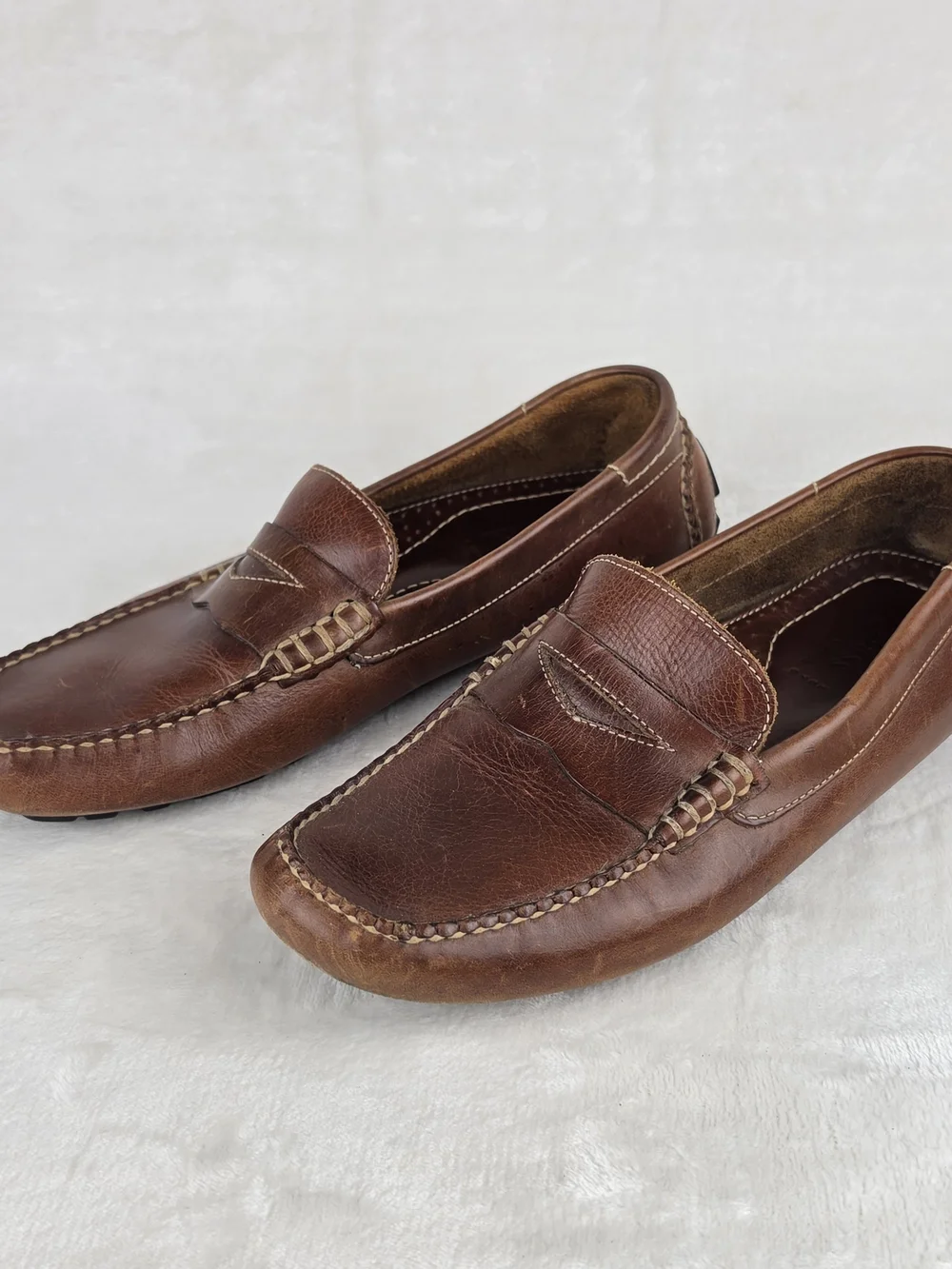 G.H. Bass Fairlane Mens 8.5M Brown Leather Driving Moc Penny Loafers Brazil
